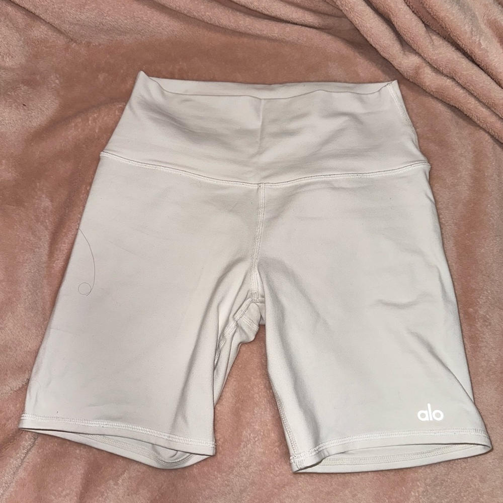 Alo white biker shorts